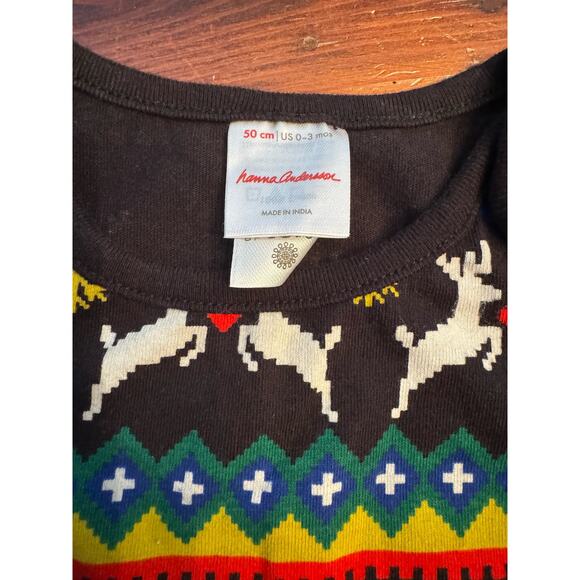 Hanna Andersson Fair Isle Romper Christmas Reindeer Tree Unisex 0-3 mo - Picture 2 of 4